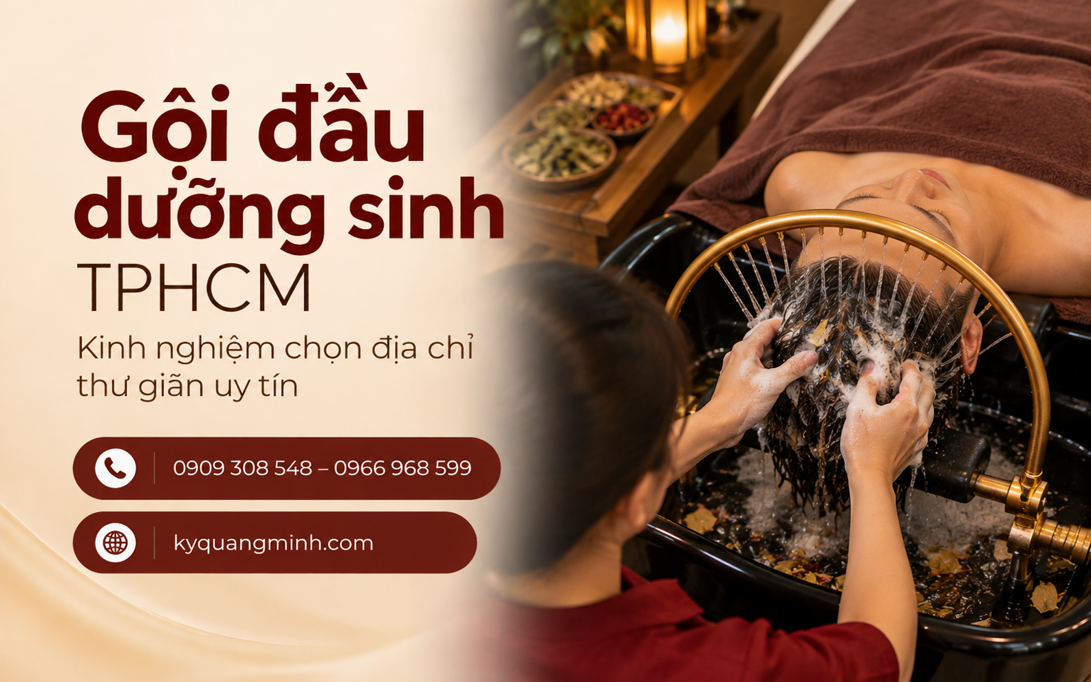 Gội đầu dưỡng sinh kết hợp chăm sóc và thư giãn da đầu