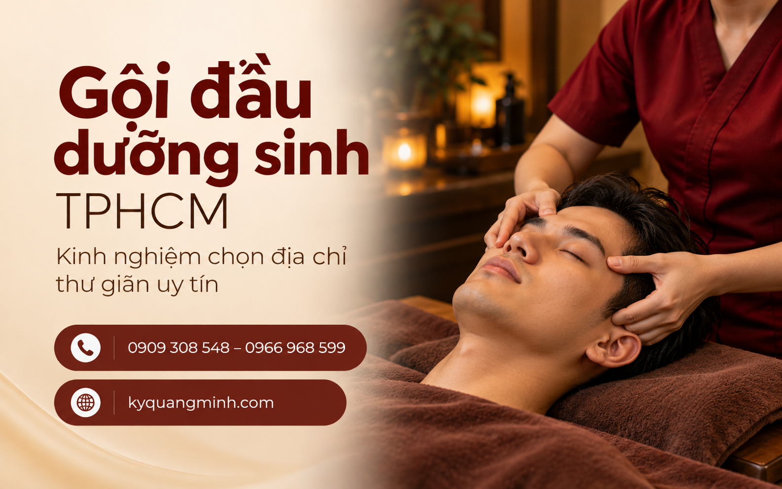 Massage thái dương nhẹ nhàng giúp tăng cảm giác thư giãn.